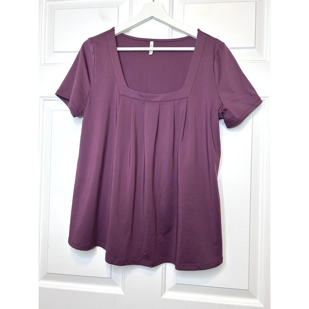 Halara Pleated Square Neck Top M Plum
